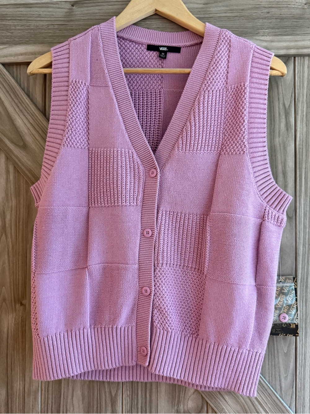 Vans Avenue purple pink checkered sweater vest ladies XS new tags
